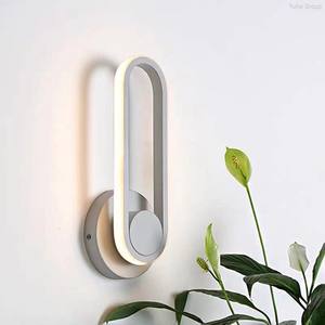 Lámpara de Pared LED de Estilo Moderno y Simple, Estructura de Acrílico y Aluminio, Pantalla Marrón, Regulable, para Decoración Ovalada de Techo y Pared de Sala de Estar - Product Image 1
