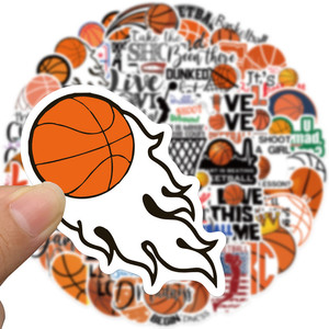 50pcs drôle <span class=keywords><strong>basket</strong></span>-ball autocollant autocollant étanche couleurs vives pour ordinateur portable ou voiture dessins animés grand public pour les fans de <span class=keywords><strong>basket</strong></span>-ball - Product Image 5