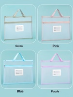 Bolsa de malla para documentos con letra A5, carpeta de archivos transparente con doble cremallera, gran capacidad, almacenamiento para escuela y oficina, papelería