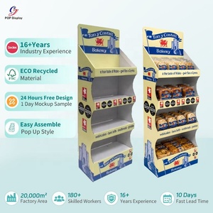 Espositori Pubblicitari Moderni in Cartone Rimovibili UK, Stand da Terra in Carta per Esposizione Pane e Prodotti da Forno, Scaffali Ondulati - Product Image 1