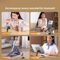 Support de téléphone universel TikTok en alliage d'aluminium et silicone, rotation à 360 degrés, pliable, portable, design réglable, pour bureau, salon, jeux