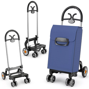 Chariot <span class=keywords><strong>à</strong></span> provisions <span class=keywords><strong>pliant</strong></span> utilitaire avec roues pivotantes roulantes Sac amovible Poignée confortable <span class=keywords><strong>Porte</strong></span>-bagages extérieur - Product Image 1