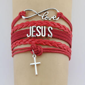 Braccialetto con ciondolo a forma di pesce e scritta 'Jesus Love' del 2020, braccialetto portafortuna con corda rossa e nera, fatto a mano, per donna e uomo. - Product Image 1
