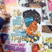 Transferts DTF Afro Queen personnalisés en gros, prêts à presser, autocollants de transfert thermique pour impression de t-shirts, transfert professionnel