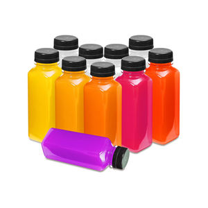ขวดน้ำผลไม้พร้อมฝาพลาสติก350มล. 500มล. ขวดเครื่องดื่มทรงสี่เหลี่ยมขนาด8ออนซ์12ออนซ์16ออนซ์พร้อมฝาพลาสติก - Product Image 1