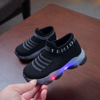 BIYATE enfants baskets enfants bébé filles garçons lettre maille LED chaussettes Sport course baskets chaussures chaussures lumineuses