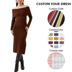 Robe midi pour femme, mode printemps 2024, logo personnalisé OEM, robe élégante moulante décontractée longue avec décoration boutonnée - Product Image 2