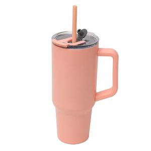 Gobelet isotherme portable en acier inoxydable 304 sans BPA, 40 oz (1200 ml), pour voiture, avec poignée et paille, vente en gros - Product Image 1