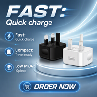 Adaptateur de chargeur USB-A HNT 5V 2A 10W avec prise UK, alimentation USB portable certifiée CE UKCA pour téléphones mobiles et autres appareils
