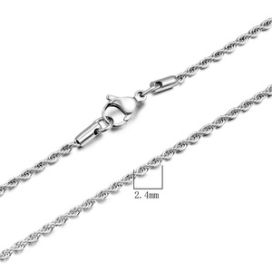 <b>Titanium</b> Steel Twisted <b>Chain</b> Clavicle Necklace 2.4mm Wide 60cm Long Fashion Layered Necklaces - Product Image 1