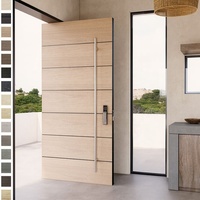 Porte d'entrée en bois massif de style américain moderne BASEN, anti-effraction, serrure multipoints, garantie 5 ans, extérieur, hôtel, appartement
