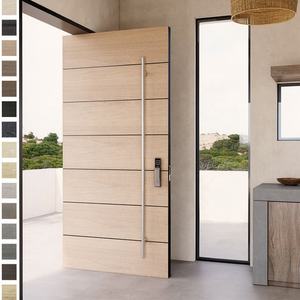 Porte d'entrée en bois massif de style américain moderne antivol pour hôtel, appartement, villa et extérieur de maison - Product Image 3