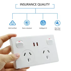 Wholesale GPO SAA Approved Powerpoint Australian Style AS NZ Electrical Switch Socket 10A Double Dual USBA+USBC Power Point