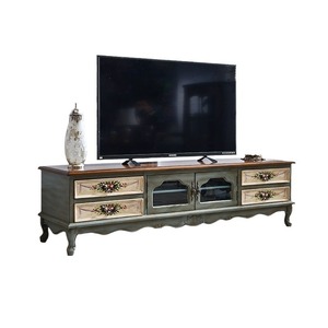 Meuble <span class=keywords><strong>TV</strong></span> <span class=keywords><strong>laqué</strong></span> style campagnard américain Shinestone, commode à tiroirs peinte à la main avec motifs floraux pour salon - Product Image 3