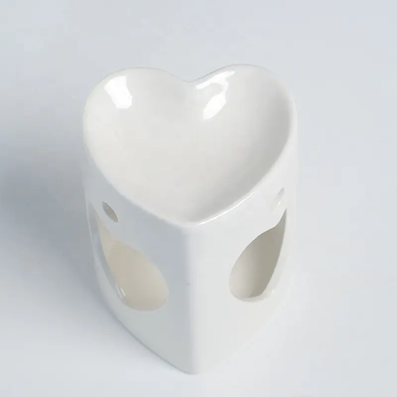 Heart shape ceramic holders oil candle lamp Valentine's Day fragrance warmer hot sale low price factory wax melt burner ceramic