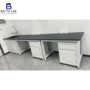 Banco de trabajo de laboratorio de acero con estructura en H Baitu SEFA8M, con gabinetes móviles de acero para laboratorio biológico y microbiológico. - Product Image 3