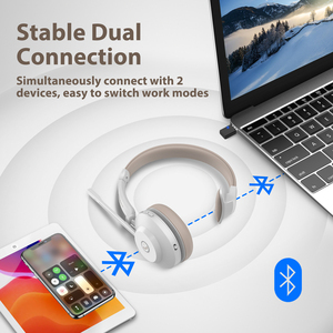 ชุดหูฟังไร้สายบลูทูธพร้อมไมโครโฟนใช้ได้กับโทรศัพท์ PC ที่ซูม Skype ทีม MS Google Meet Work
