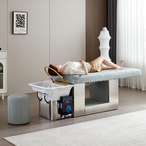 Chaise de lavage de cheveux en acier inoxydable pour salon de beauté, réglable, électrique, extensible, avec bol en céramique, <span class=keywords><strong>lit</strong></span> de spa pour la tête - Product Image 2
