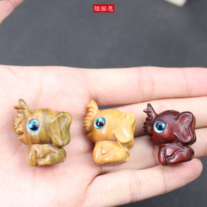 Creative Elephant Pendant Sandalwood Carving <b>Keychain</b> Animal Theme DIY Mobile Phone Bag Gift Promotional Use - Product Image 3