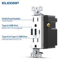 Stock américain 6.0A 30W prise murale électrique avec Ports USB C répertoriés UL FCC Type c iphone chargeur prise 3 ports prise murale