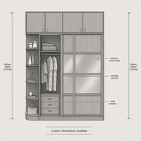 Armoire de chambre à coucher moderne en bois avec tiroirs et miroir, armoire de rangement à 4 portes, meubles de chambre à coucher pour la maison et l'hôtel