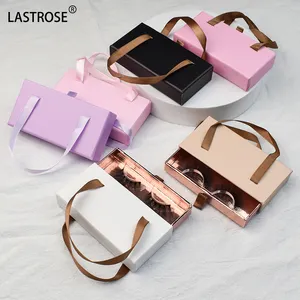 Luxury Private Label Empty Paper Lashes Box Packaging Box Fur Full Strip Eyelash Hot Selling Nude Pink Purple Pull Out Lashbox