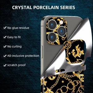 Luxury 3D Gold Hydrogels Film Raw Material For Cutting Machine Mobile Phone Tpu Skin Back Cover Wrap Crystal Porcelain Sticker