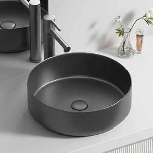 Cream Colored <b>Round</b> Countertop <b>Basin</b> Ceramic Bathroom Sink Single Hole Easy Cleaning - Product Image 3