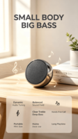 Haut-parleur portable sans fil BT 5.0 5W en métal BS01, mini, stéréo 3D, subwoofer, 800mAh, carte TF, AUX, Wi-Fi, son surround 360°, haut-parleur domestique
