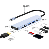 Station d'accueil USB C 6-en-1 avec 4K, charge PD, hub USB 3.0, lecteur SD/TF pour MacBook et ordinateurs portables Type-C
