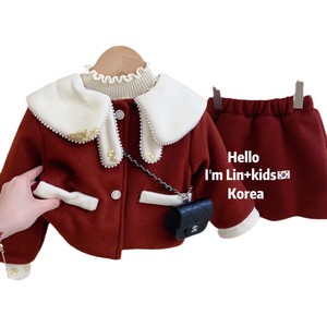 Girls Sweet Thick Peter Pan Collar Jacket And Skirt Set 2025 Winter Cotton Padded Red For Kids - Product Image 5