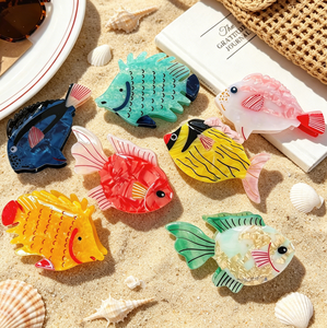 Pinces à cheveux en acétate ANKO en forme de poisson, vente en gros, pinces à cheveux personnalisées mignonnes en forme d'animaux marins pour femmes - Product Image 1