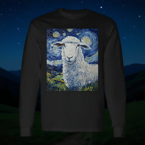 T-shirt à manches longues style nuit étoilée Van Gogh avec motif mouton - Product Image 3