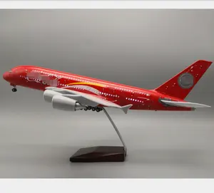 Hoge Kwaliteit A380 Led Vliegtuig Model Spraakbesturing Passagiersmodel 1:160 46Cm Hars Vliegtuigmodel