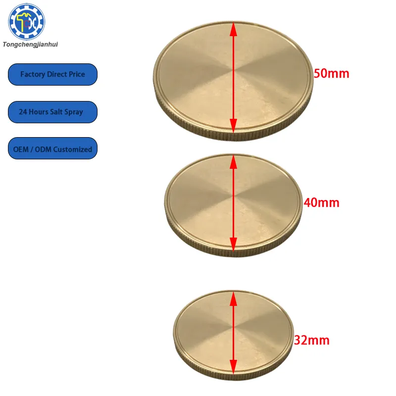 מכירה לוהטת 32 40 50mm מלוטש Soild נירוסטה או פליז מתכת ריק מטבעות עבור לייזר חריטה