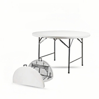 Table ronde pliable en plastique HDPE portable pour l'extérieur, table de repas pour 10 personnes pour banquet