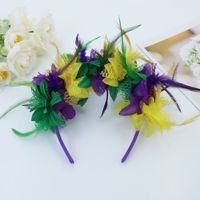 Serre-tête en plumes colorées de carnaval, couronne de fleurs, coiffe en plumes pour fêtes et décorations festives HC008
