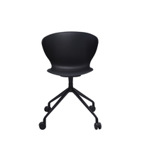 Chaise de bureau moderne en plastique confortable avec base à roulettes en aluminium, chaise ergonomique fixe pour la maison, le bureau et la salle d'étude