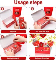Boîte cadeau pliante surprise de Noël, boîte en carton recyclé de forme carrée, accessoires en ruban, boîte en papier de fête