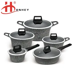 Không Dính Die Cast Nhôm Đáy Cảm Ứng Nấu Ăn Nồi 10 Cái Cookware Set