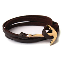 Bracelet de poignet d'hameçon vintage d'été Fancy Day Bracelet en cuir multicouche tissé à la main Bracelet d'ancre à la mode pour hommes