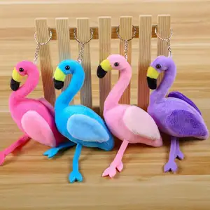 Wholesale Cute Soft Stuffed Animal Plush Toy Keychain Lovely Cartoon Pendant Flamingo Doll Toys Plush Keychain For Kids Children