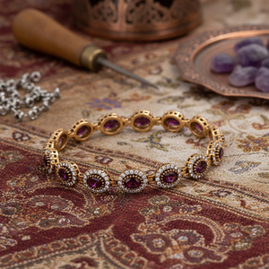 Oval <b>Amethyst</b> CZ Authentic Handmade Wholesale <b>Bracelet</b> Charm Turkish Handmade Wholesale 925 Sterling Silver Jewelry - Product Image 3