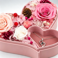Kotak Perhiasan Mawar Abadi Berbentuk Hati, Hadiah Mawar Abadi untuk Hari Ibu, Hari Valentine, Natal, Ulang Tahun
