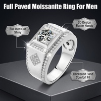 Bague de luxe Hip Hop plaquée or en argent sterling S925 avec moissanite D VVS1, cadeau pour petit ami, pour les fêtes et le quotidien
