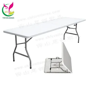 HYC-T07P Wedding event decor white color rectangle plastic folding tables wholesale