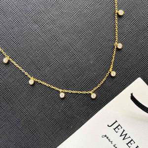 Collar de Moda de Lujo con Colgante de Circonita Blanca, Plata de Ley 925 Chapada en Oro, Gargantilla con Cadena para Clavícula - Product Image 5