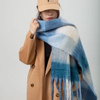 Écharpe de couleur unie hiver femmes haute qualité nouveau noir et blanc à carreaux dames chaud épais écharpe