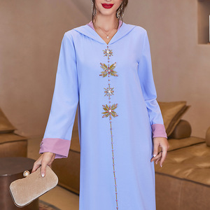 Abito da sera semplice a maniche lunghe Dubai Arabian a manica lunga con abito semplice da donna medio-orientale - Product Image 2