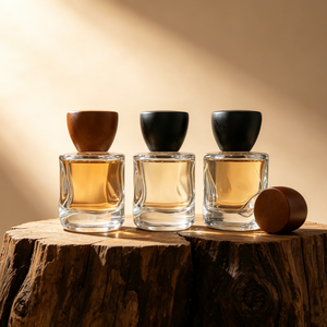 Vente en gros de flacons de parfum élégants et transparents de 50 ml, flacon pulvérisateur en verre au design fantaisie avec <span class=keywords><strong>bouchon</strong></span> à bille noir, or ou argent - Product Image 2